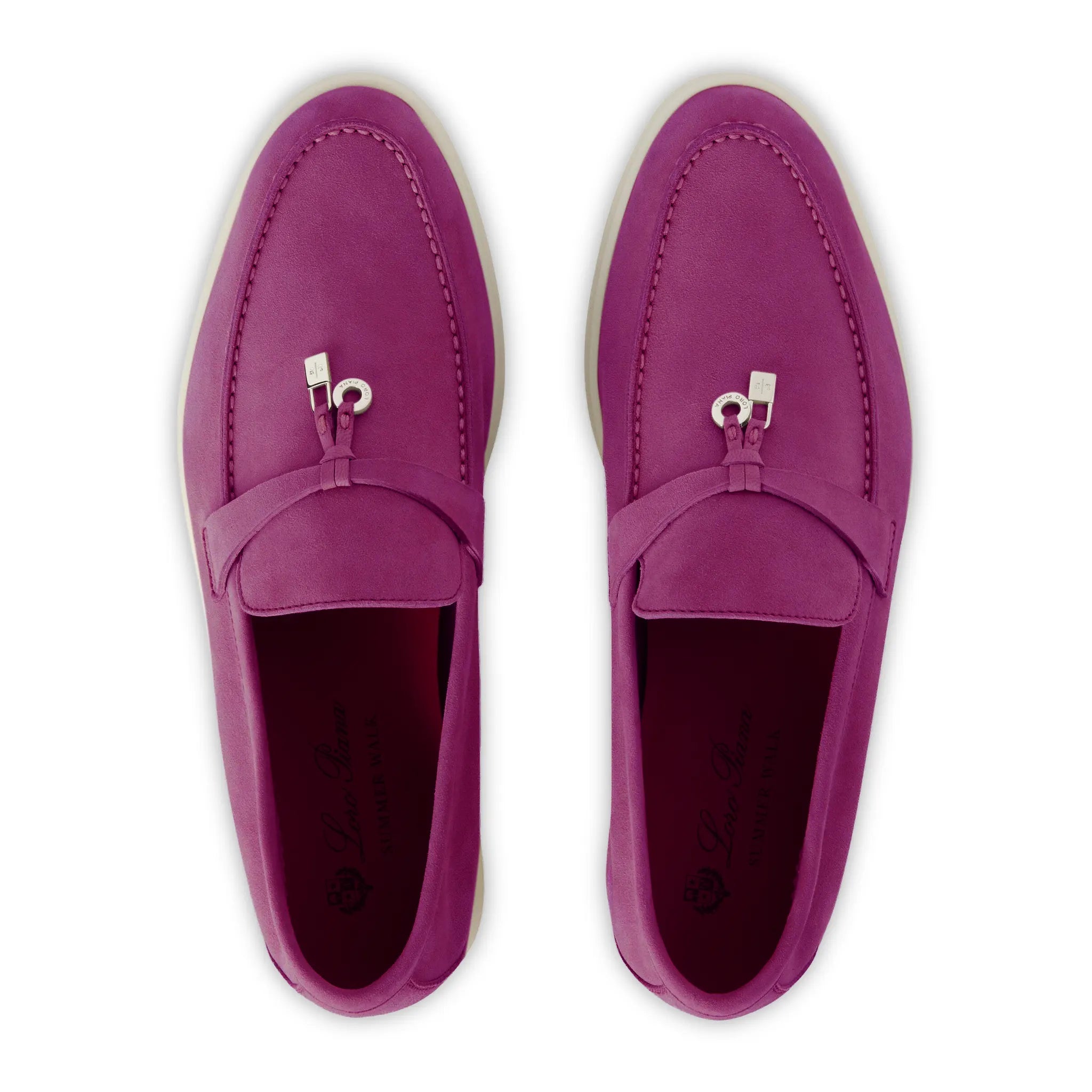 Upper View of Loro Piana Summer Charms Suede Purple Daisy Loafers FAE5444_K01P